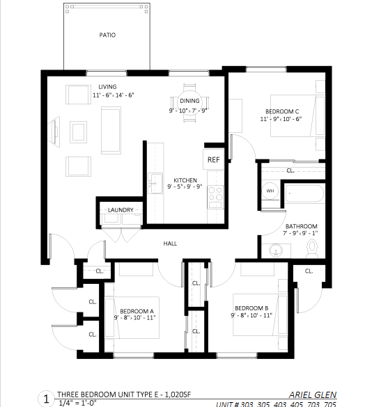 3 Bedroom layout