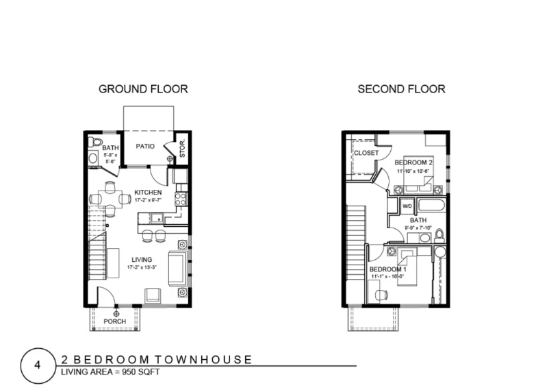2 Bedroom Townhome layout