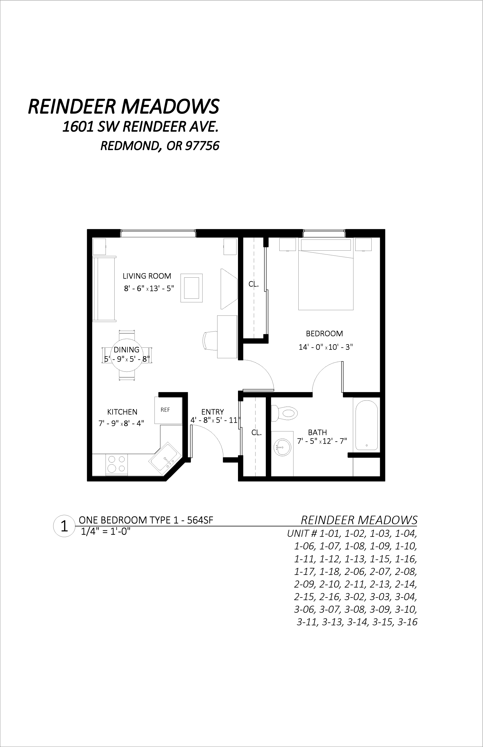 1 Bedroom layout