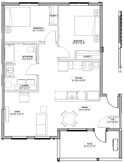 2 Bedroom layout