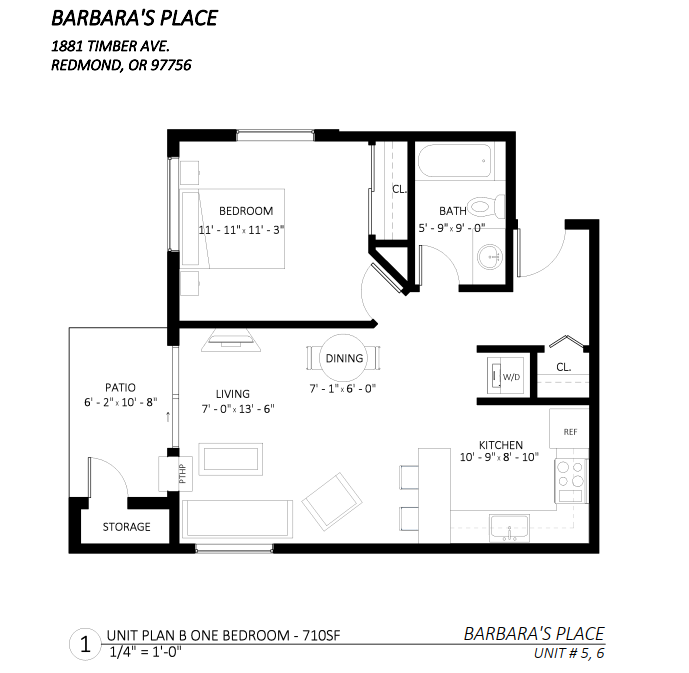 1 Bedroom Plan B layout