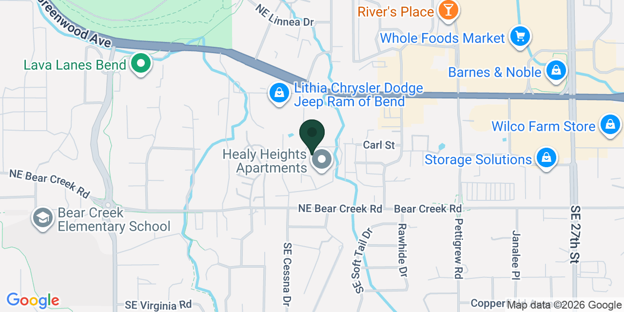 Map showing the location of Healy Heights
