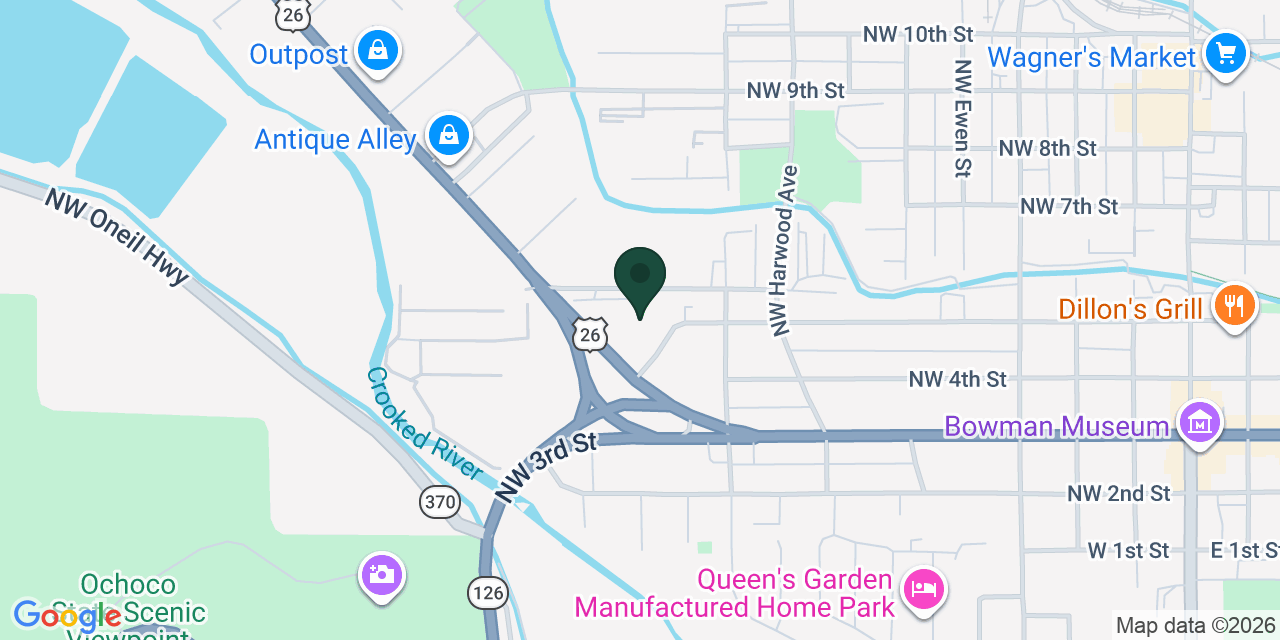 Map showing the location of Ochoco School Housing